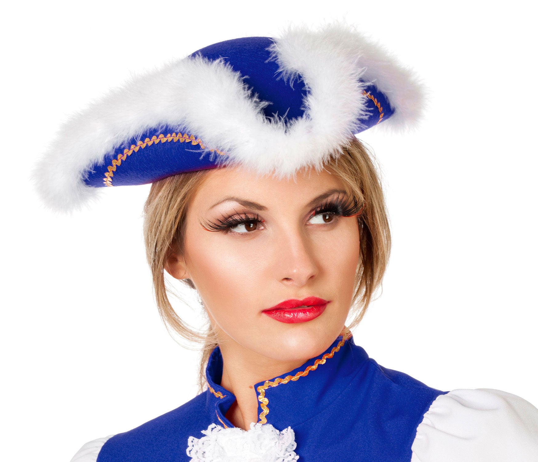 Plüschiger Tanzmariechen Hut Blau - 1