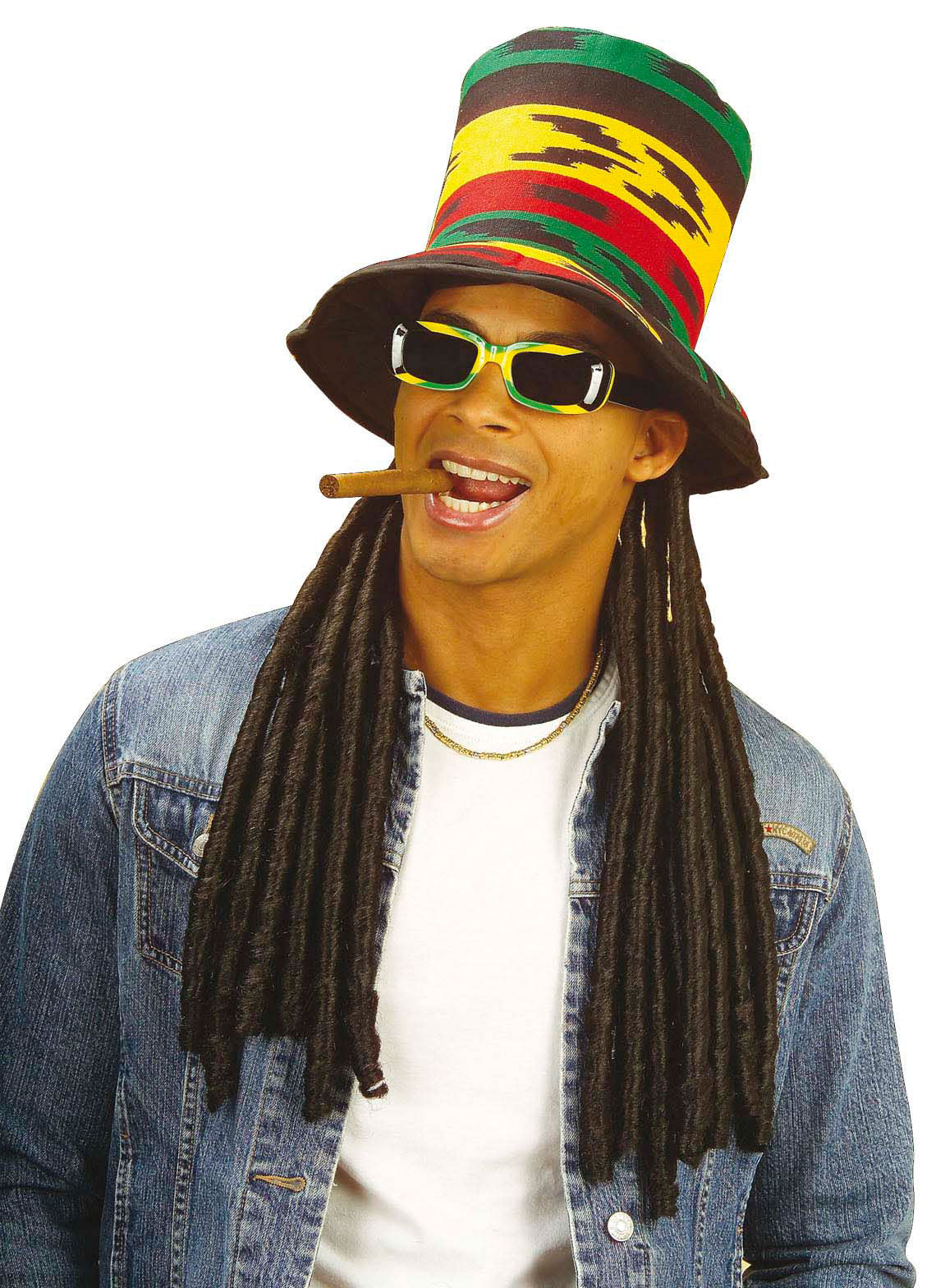 Rastaman Zylinderhut mit Dreadlocks - 1