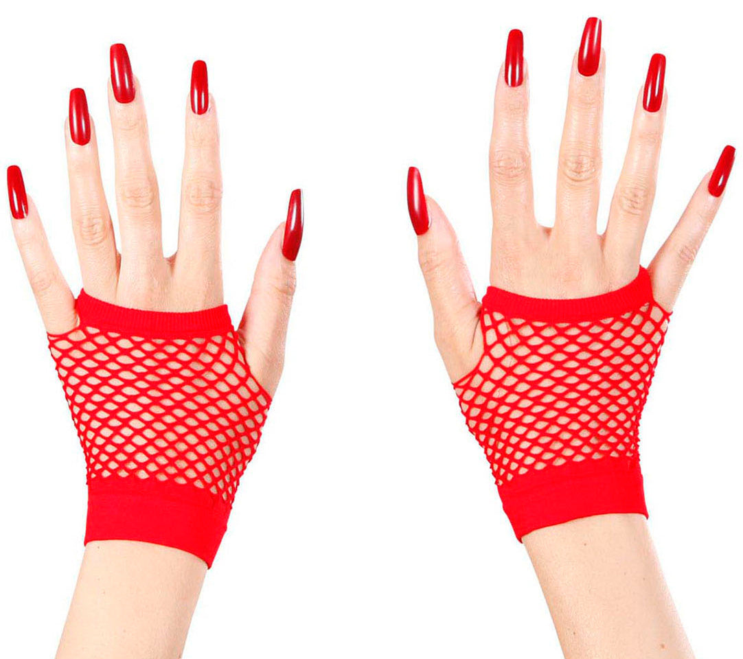 Rote Netzhandschuhe kurz - 2