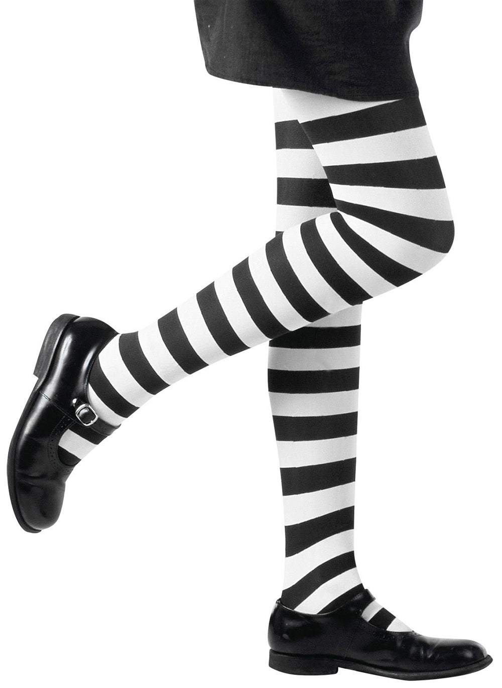 Kinder-Strumpfhose schwarz-weiß-gestreift - 1