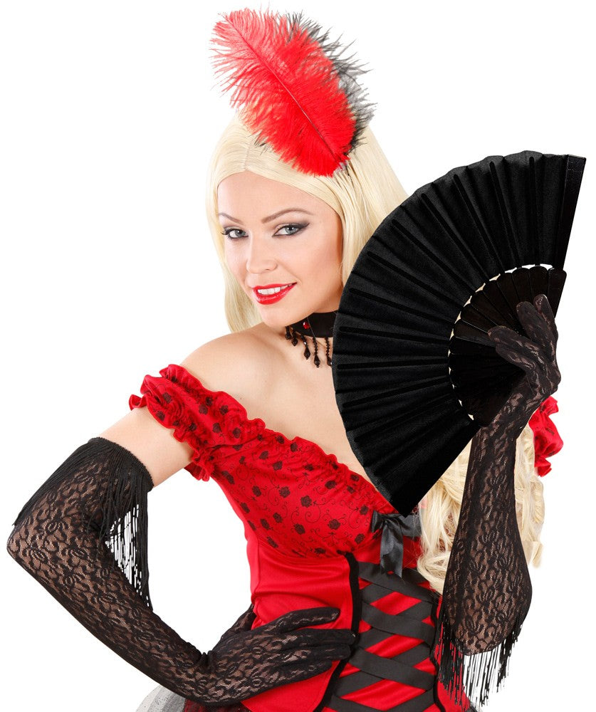 Schwarzer Fächer 23cm 2