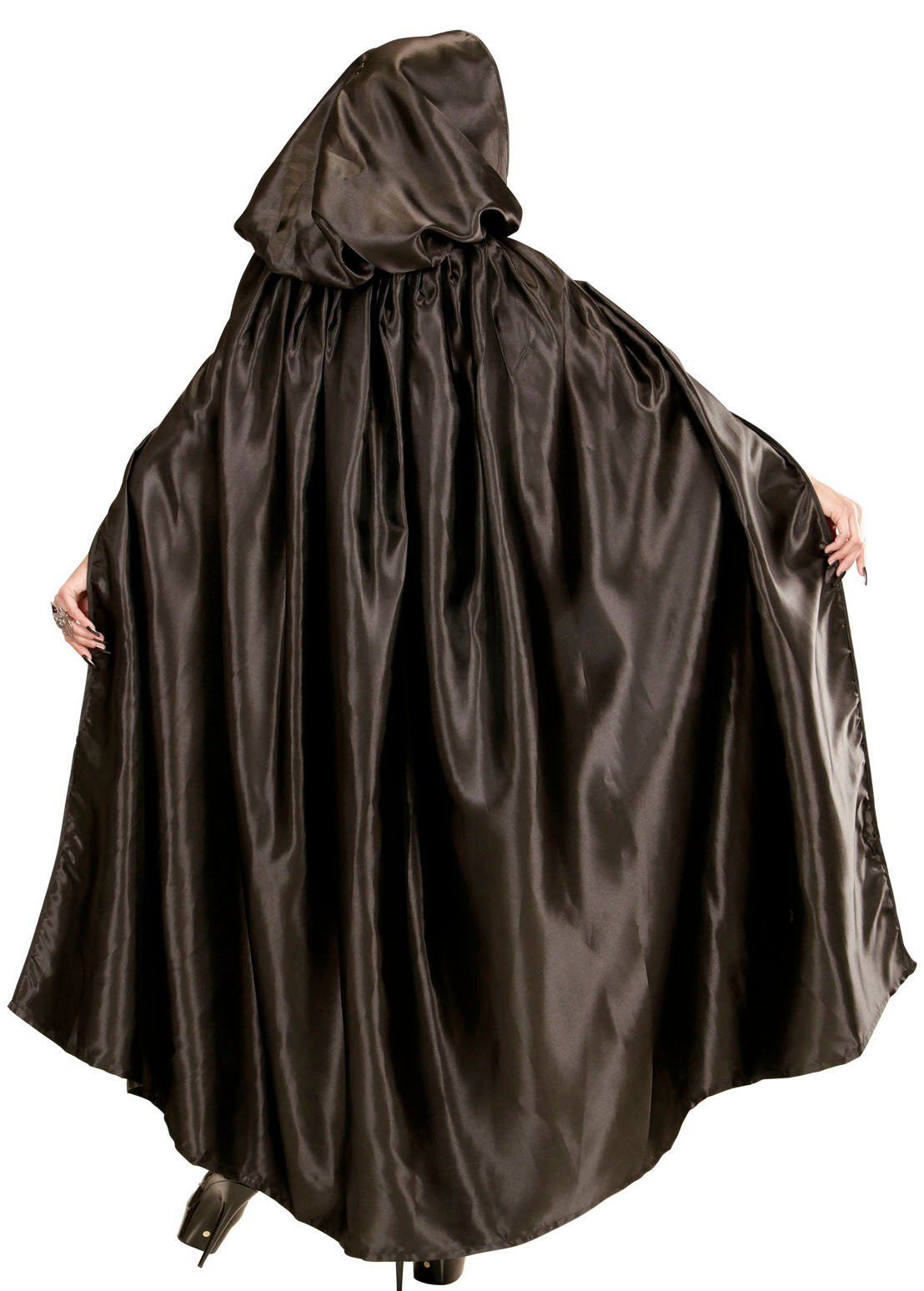 Schwarzer Satinumhang 152cm - 5