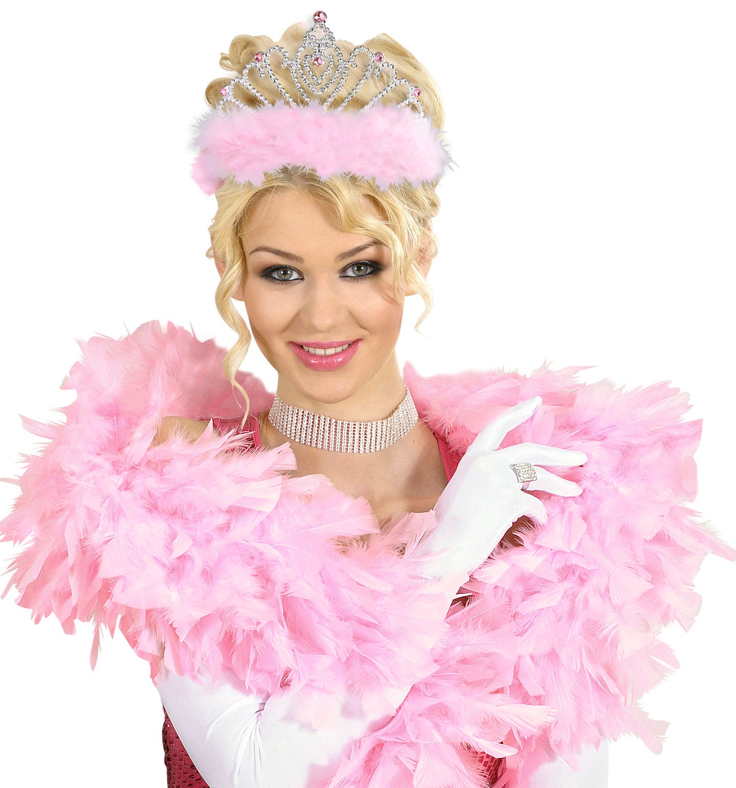 Tiara mit rosa Marabufedern - 2