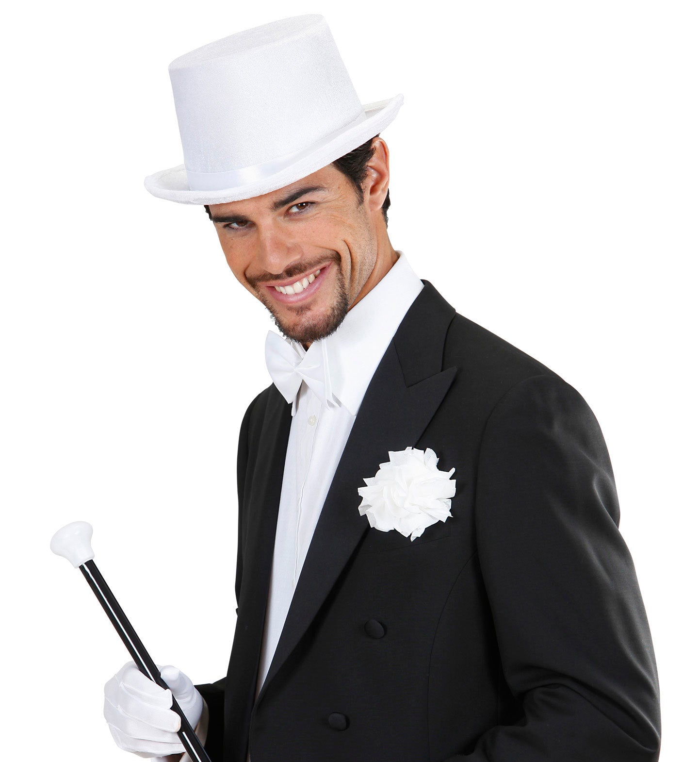 Weißer Zylinder in Samtoptik - 4