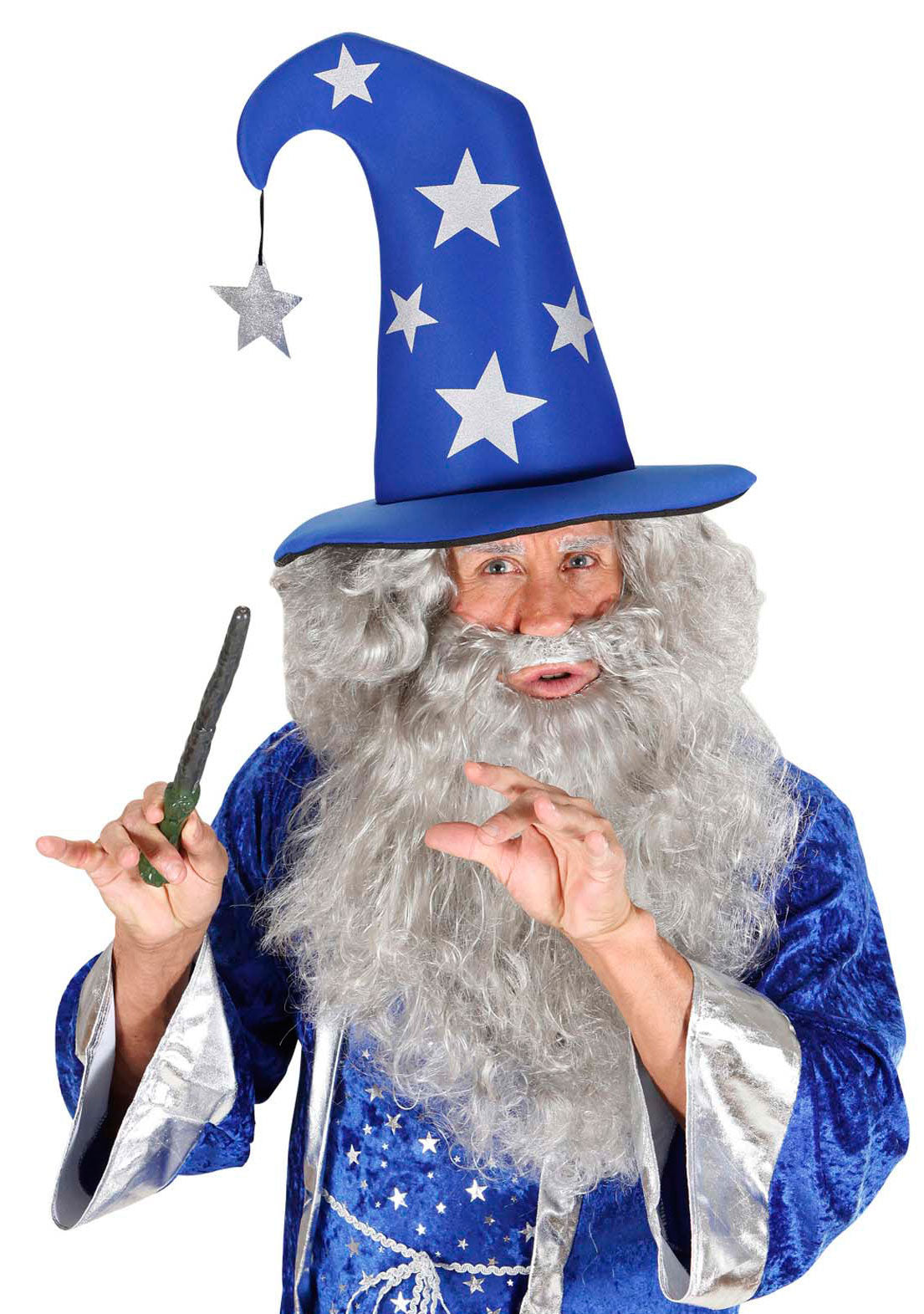 Zauberer Hut blau mit Sternen - 5