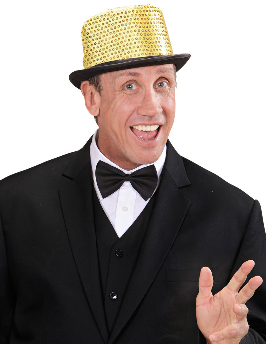 Zylinder mit Pailletten gold - 2