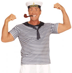 Mann im Marine Kostüm mit Pfeife
