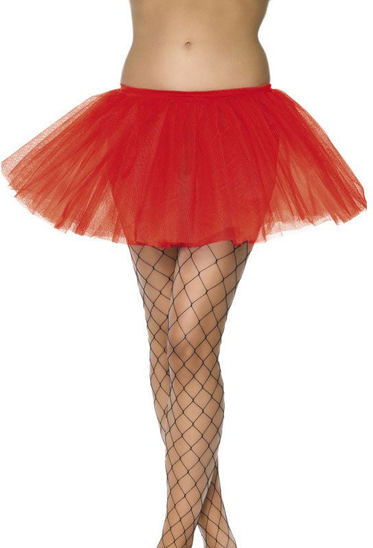 Roter Tutu Rock mit Netzstrumpfhose