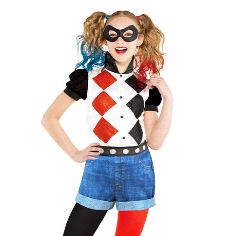 Harley Quinn Lizenz-Kostüm für Kinder mit Augenmaske