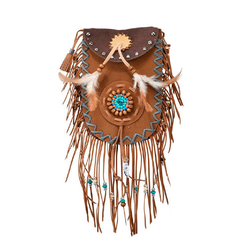 Indianer Fransentasche mit bunten perlen