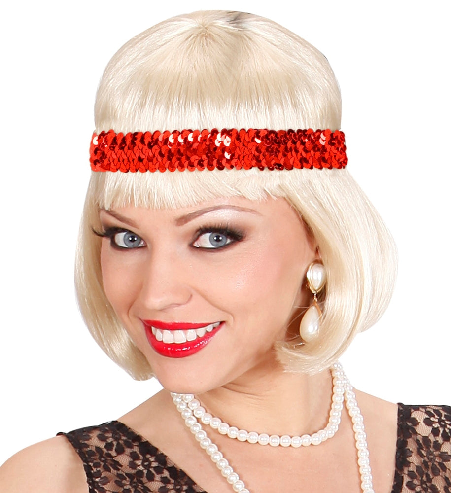 Charleston Pailletten Stirnband rot - 1