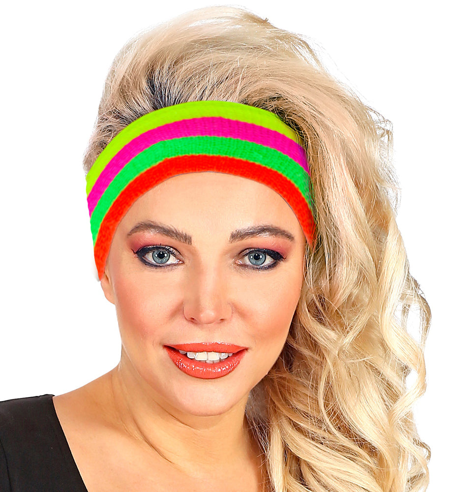 Neon Stirnband mehrfarbig gestreift - 1