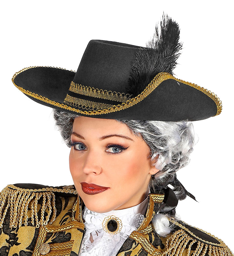 Musketier Hut für Erwachsene schwarz-gold - 3