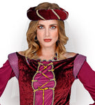 Burgdame Haarkranz mit Schleier weinrot - 1