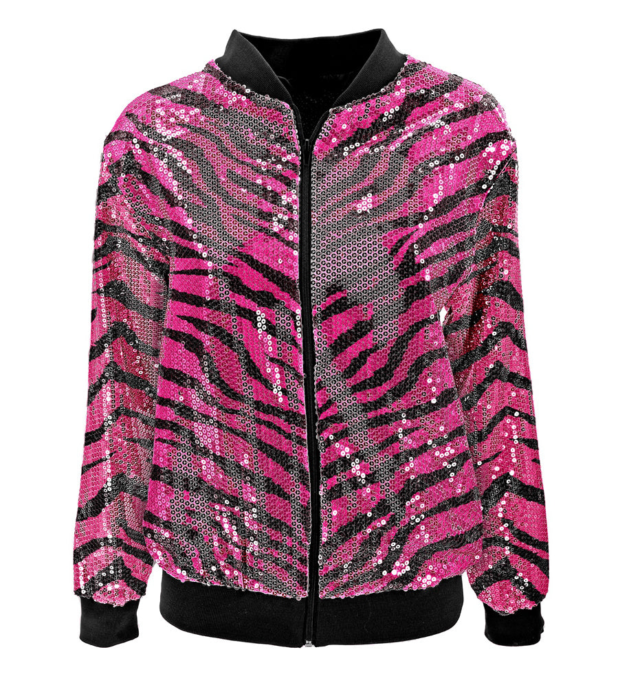 Pink Zebra Pailletten Bomberjacke für Erwachsene - 4
