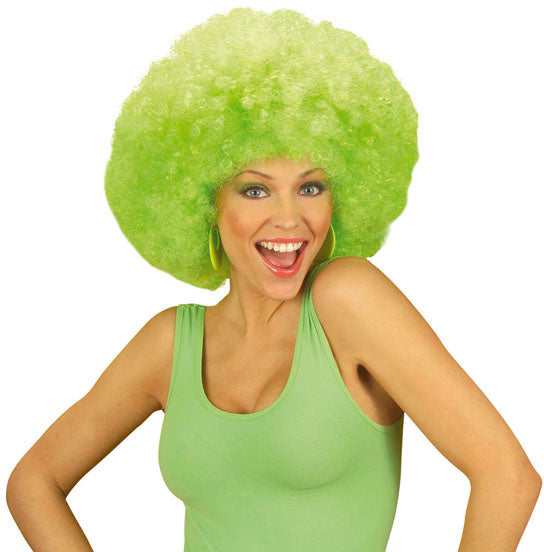 Lockige Afro Perücke Deluxe in neon-grün - 1