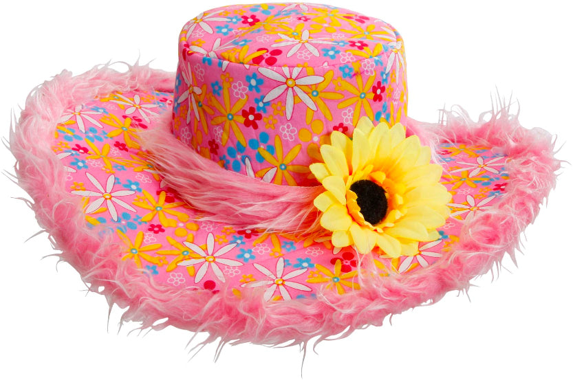 Exotischer Sonnenblumen-Hut pink - 1