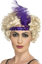 20er Jahre Pailletten Stirnband violett - 1
