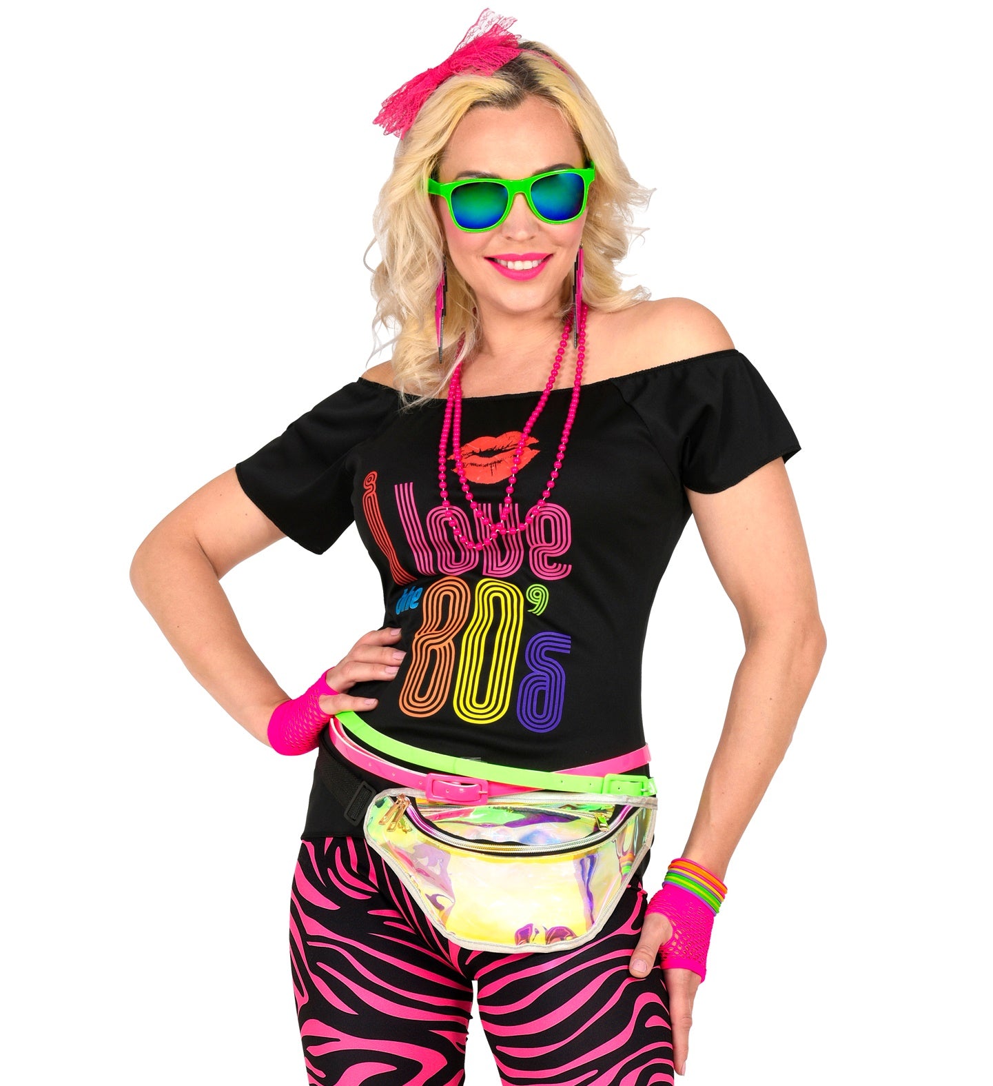 80er Jahre Zubehörset Neon Pink - 3