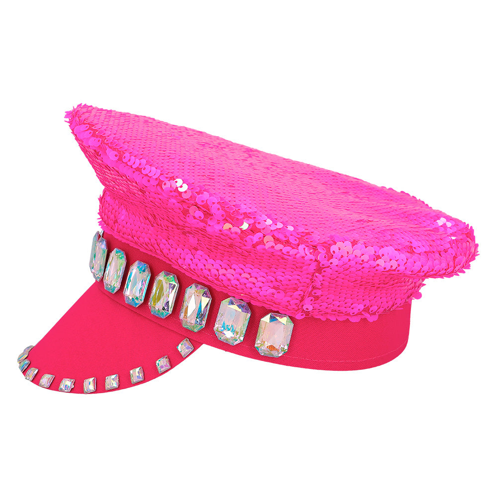 Glamour Pailletten Rockermütze pink - 5