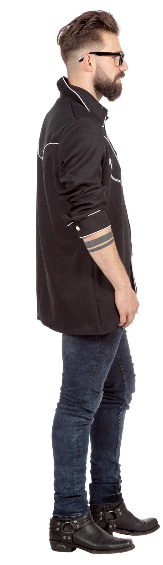 Schwarzes Rockabilly Hemd für Herren - 3