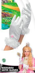 Kinder Handschuhe mit Federn und Rose weiß - 2