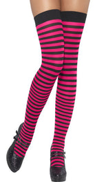 Schwarz-pink-gestreifte Kniestrümpfe - 1