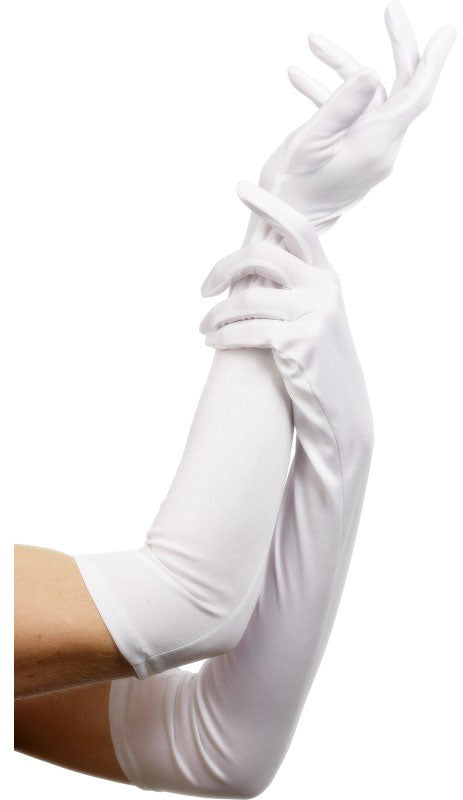 Lange weiße Handschuhe 52cm