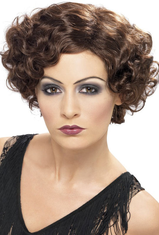 20er Flapper Diva Perücke braun - 1