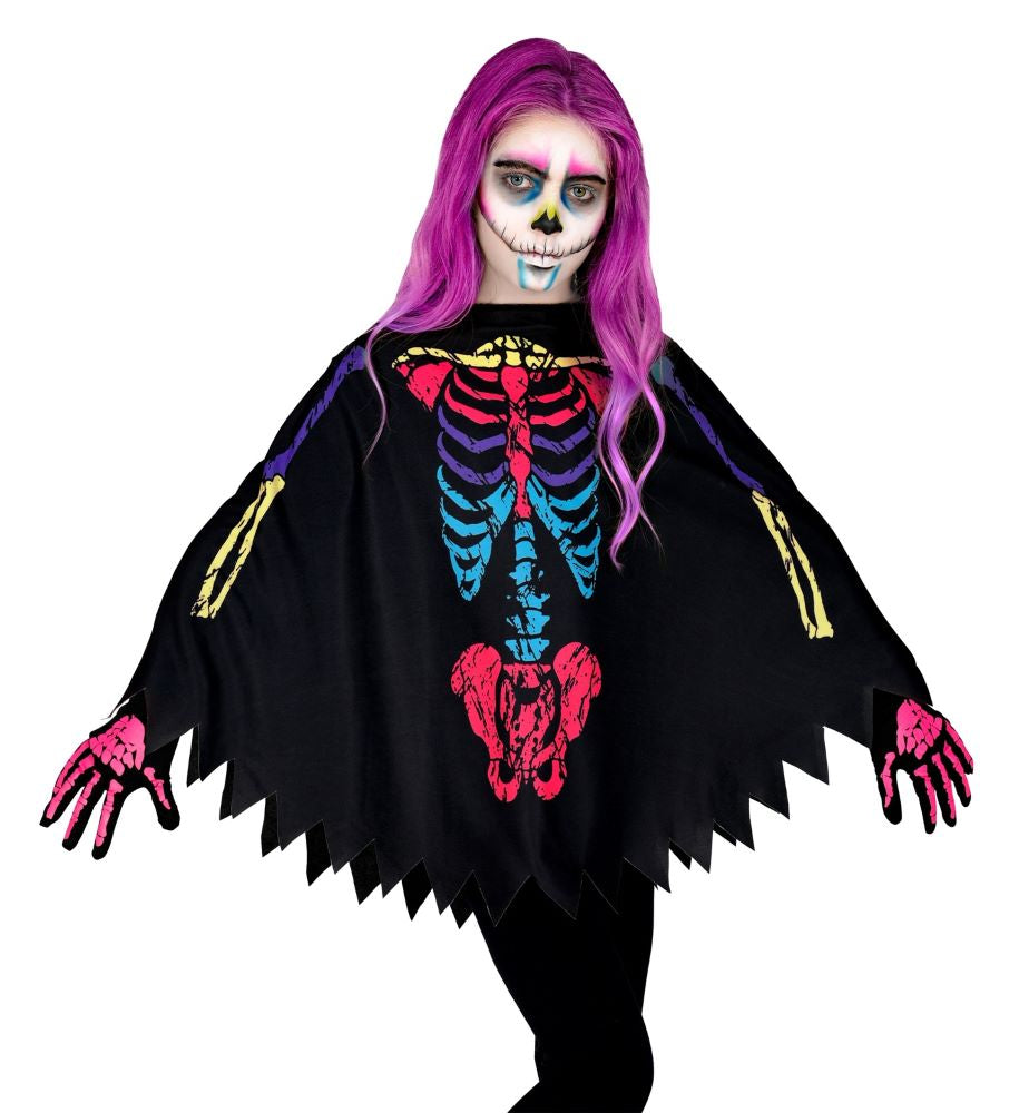 Skelett Poncho für Mädchen bunt - 1