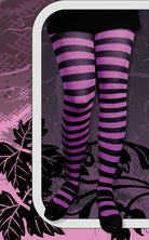 Strumpfhose gestreift schwarz-lila  - 1
