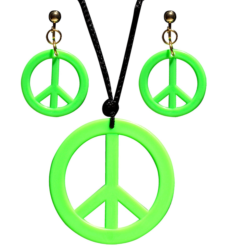 Hippie Peace Schmuckset grün - 1