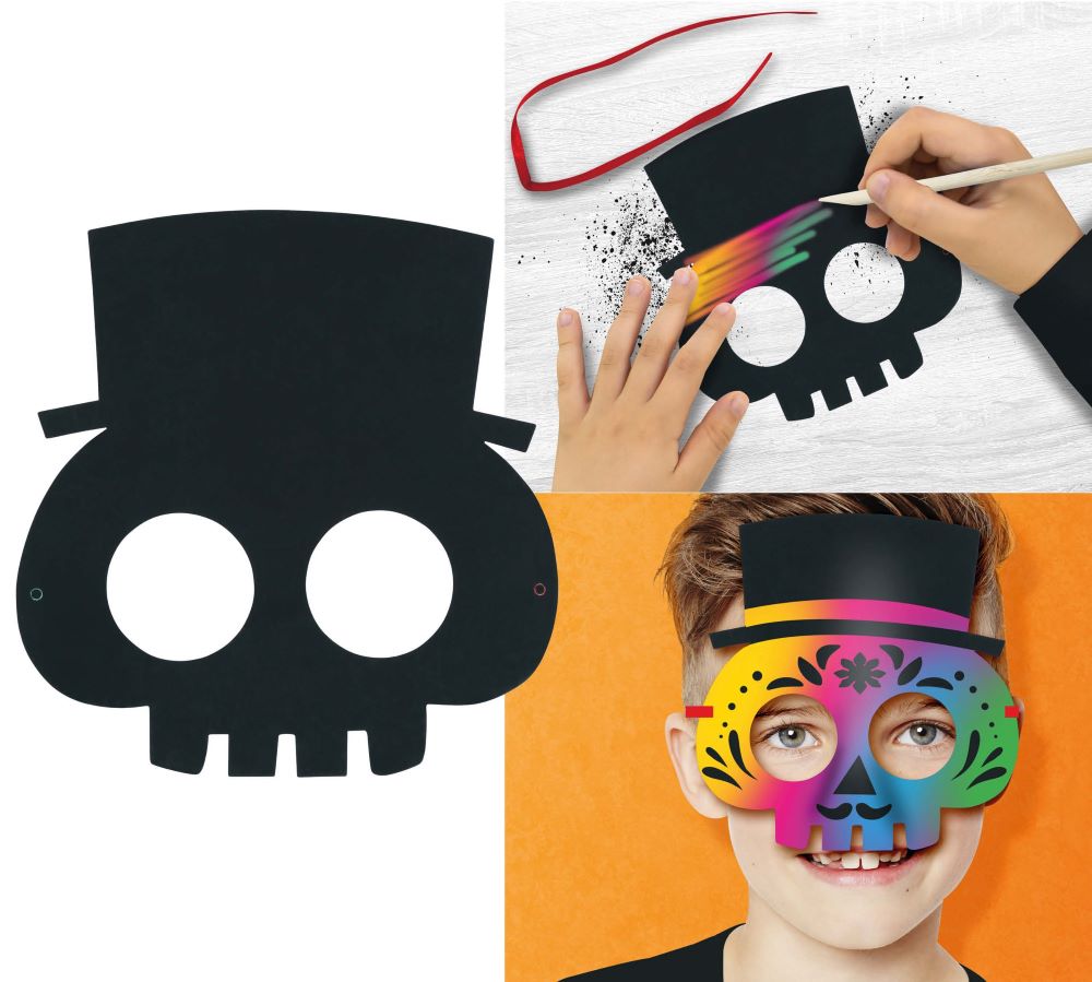 6 Kratzbilder - Magischer Totenkopf 20cm 1