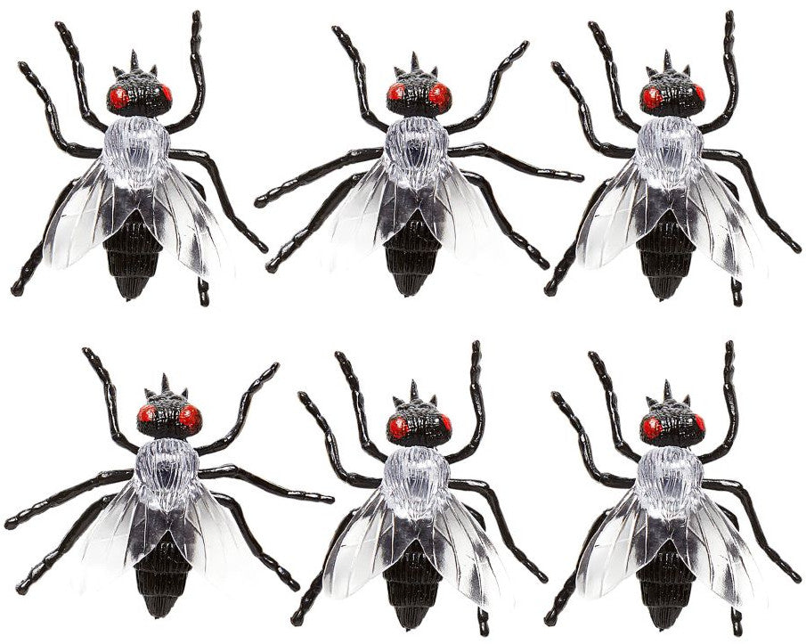 6 Riesen Horror Fliegen, 5,5cm 2