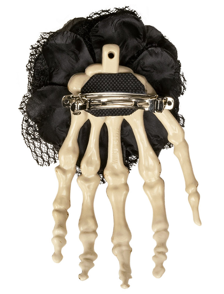 Halloween Haarspange Skelett Hand – Y2K Gothic Design, Aus Zinklegierung, 8,6 Cm, Schwarz
