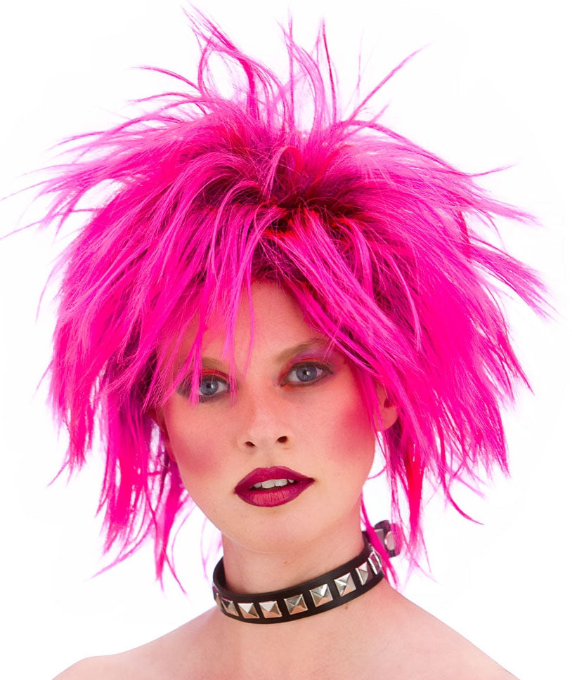 80er Jahre Strubbel Rocker Perücke pink - 1