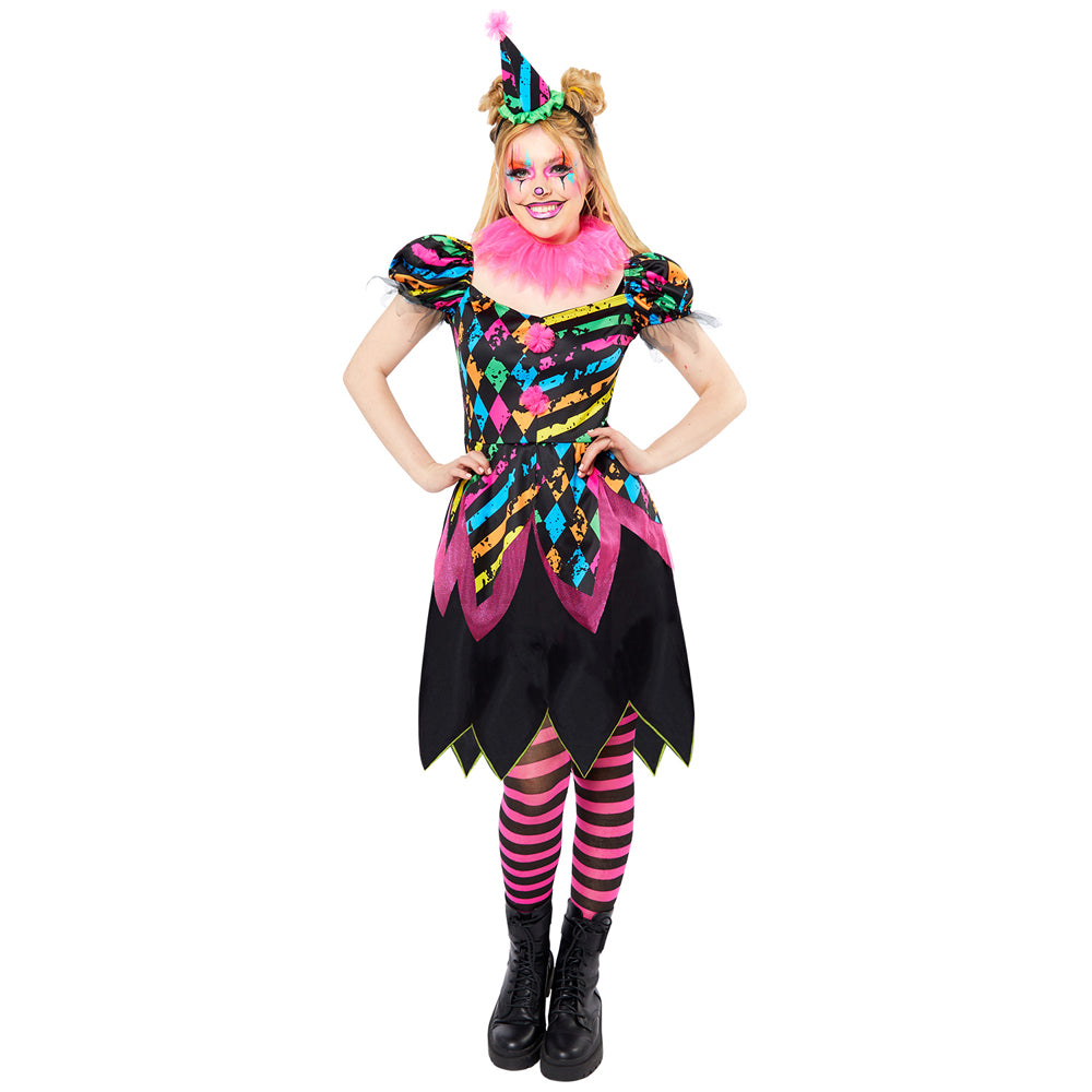 Neon Horror Clown Lady Damenkostüm - 3