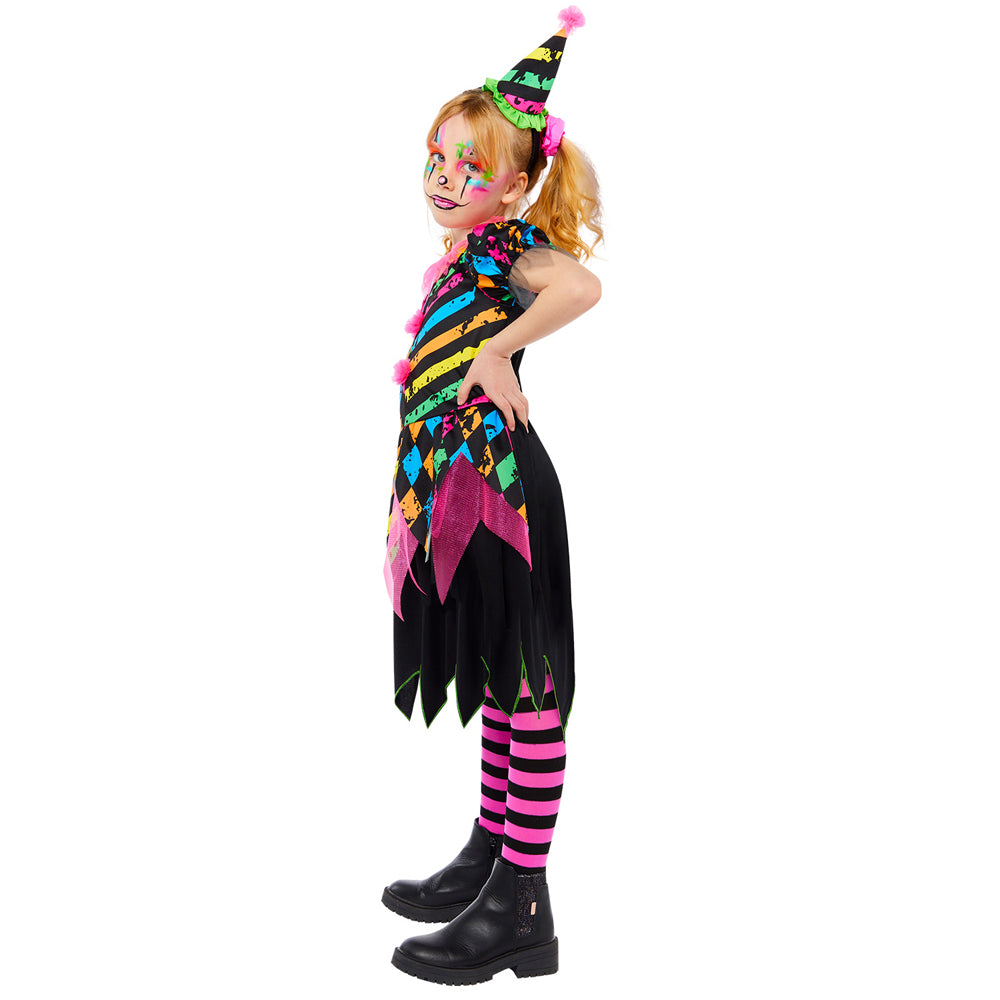 Neon Horror Clown Girl Mädchenkostüm - 3