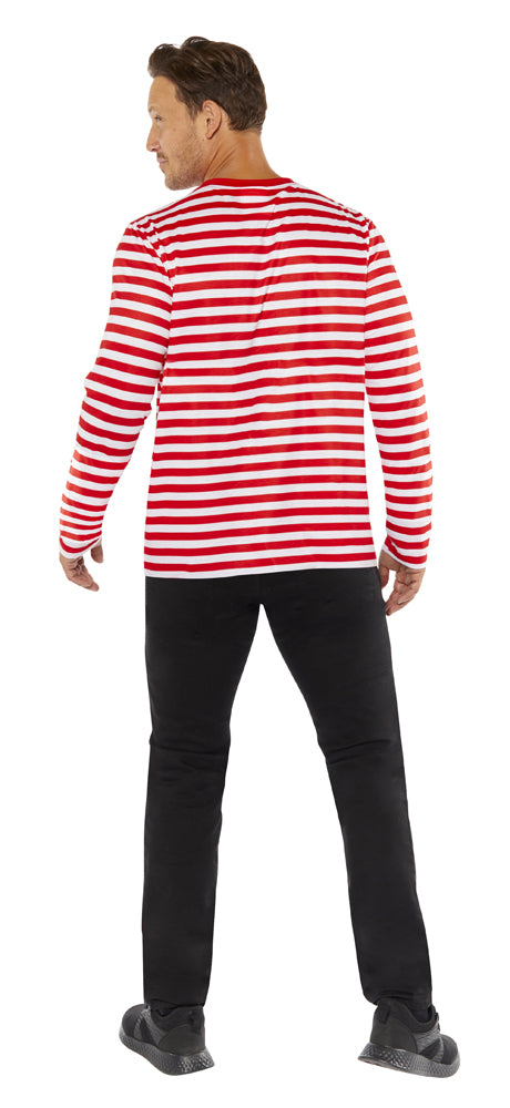 Gestreiftes Ringelshirt für Herren rot-weiß - 4