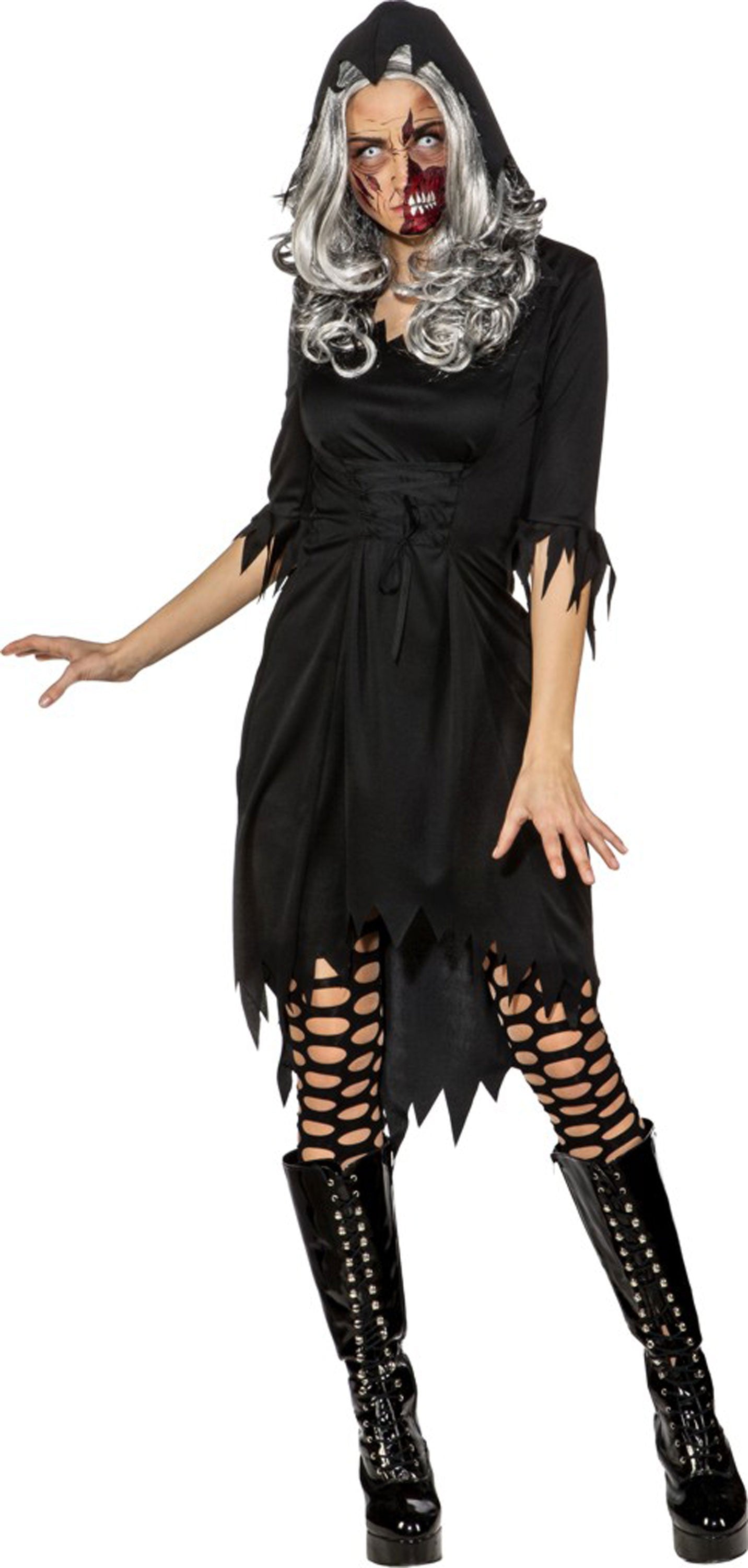 Amara Gothic Fransenkleid Mit Kapuze 1