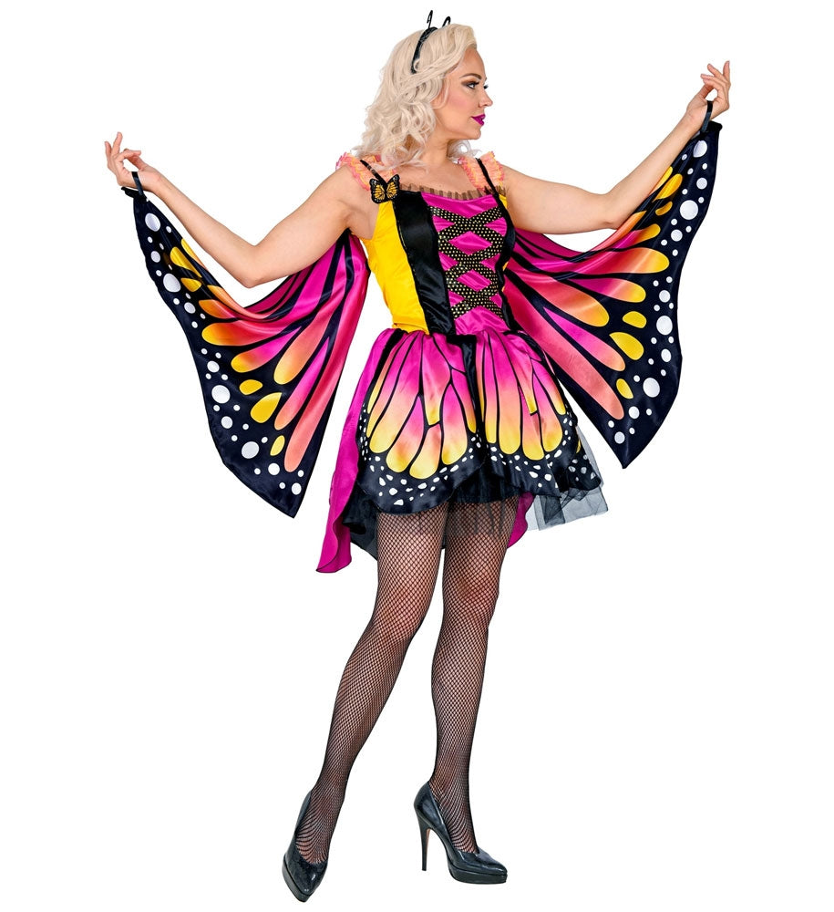 Schmetterling Kostüm für Damen pink-gelb - 2