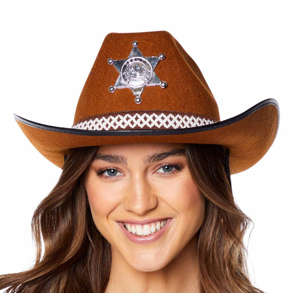 Sheriff Cowboy Hut in Braun für Erwachsene - 1