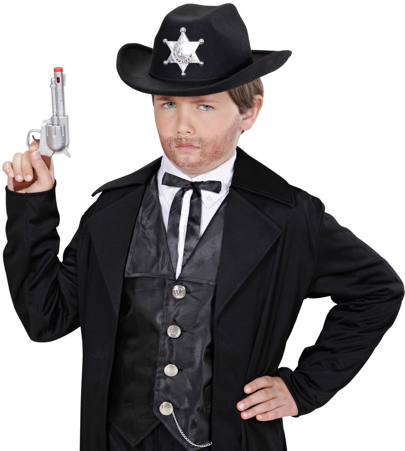 Schwarzer Cowboyhut John für Kinder - 1