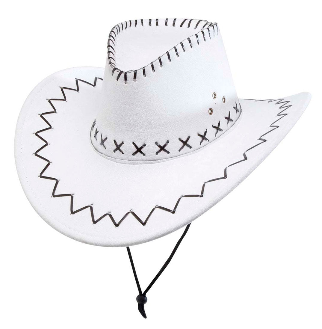 Cowboyhut mit Nähten weiß - 1
