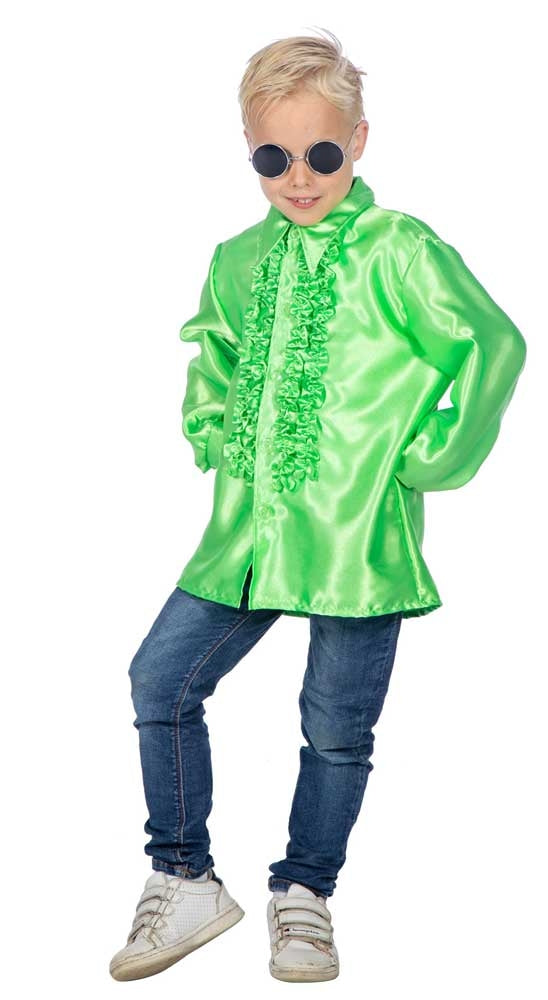 Rüschenhemd Deluxe für Kinder neon-grün - 1
