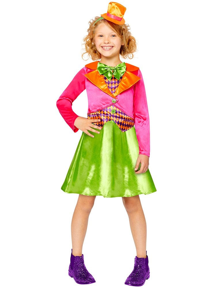 Buntes Hutmacher Kostüm für Mädchen - 1