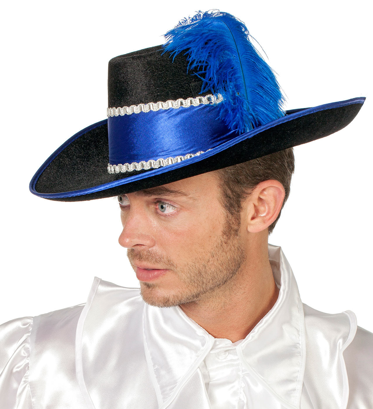 Extravaganter Musketentier Hut Blau - 1