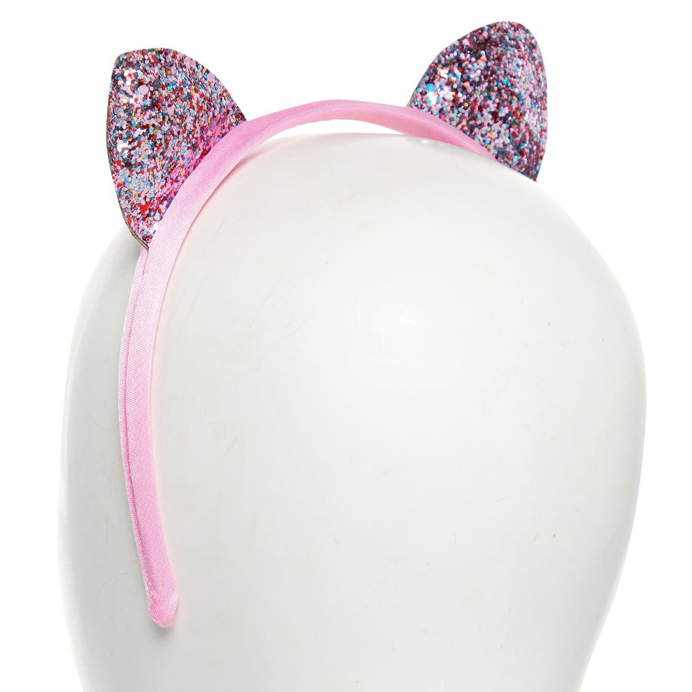 Glitzer Katzenohren Haarreif rosa - 3