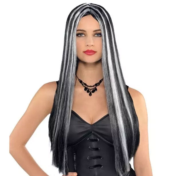 Gothic Langhaar Perücke schwarz-grau - 1
