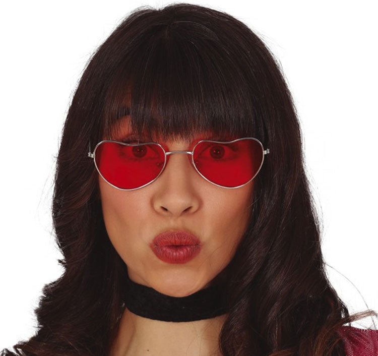 Hippie Herz Brille in Rot - 1